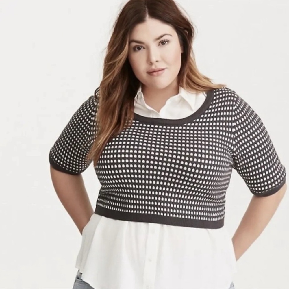 Torrid Charcoal and White Patterned Sweater